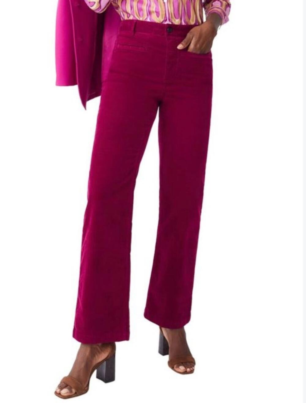 J McLaughlin Womens Size 2 Pink Corduroy Pants Straight Leg High Rise Stretch